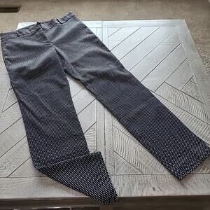 Liz Claiborne Career Classic Pants Flat Front Black White Dot